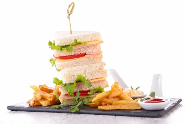 Sanduíche e batatas fritas — Fotografia de Stock