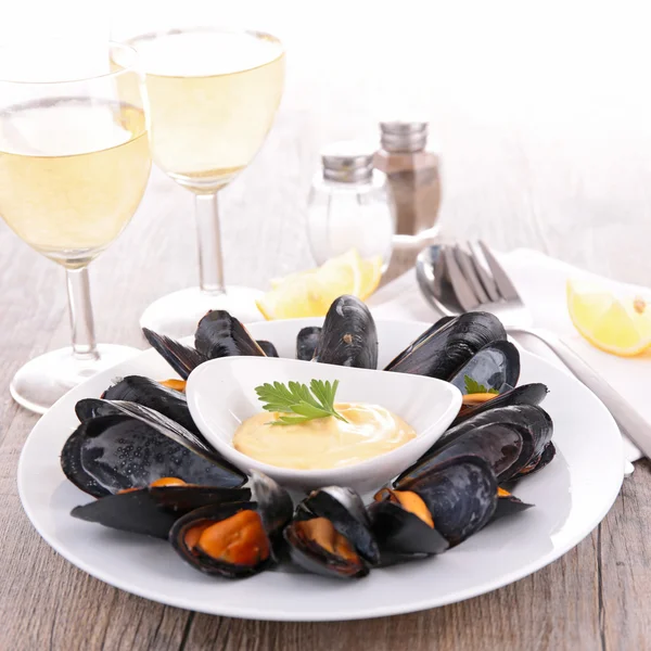 Mussels in shells — Stock Photo, Image