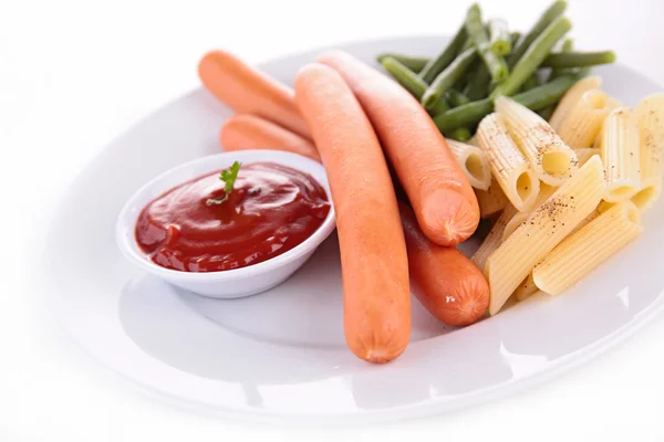 Sausage and ketchup — Stock Photo, Image