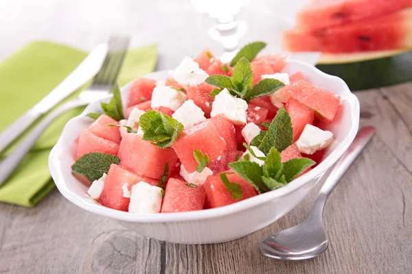 Salad with watermelon and feta — Stock Photo, Image