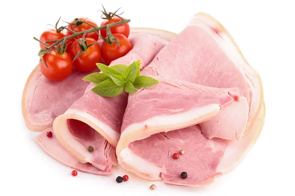 Ham,basil and tomato — Stock Photo, Image