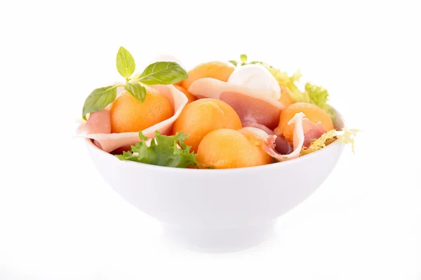 Salat mit Melone und Mozzarella — Stockfoto