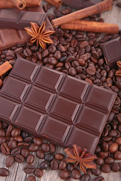 Chocolate and spices — Stock Photo, Image