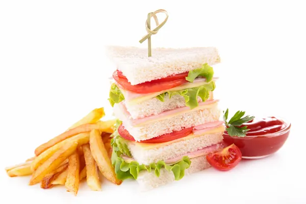 Sandwich y papas fritas — Foto de Stock