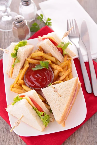 Sandwich and fries — Stock Photo, Image