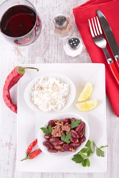 Chili con carne and rice — Stock Photo, Image