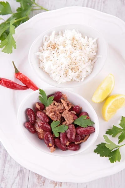 Chili con carne and rice — Stock Photo, Image