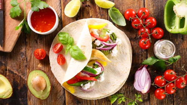 Fajita Con Salsa Verduras Dip —  Fotos de Stock