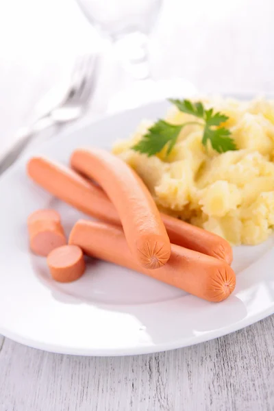 Sausage and mashed potato — Stock Photo, Image
