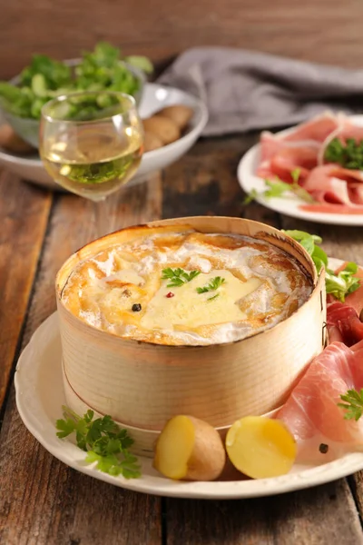 Mont French Cheese Fondue Ham Potato — Stock Photo, Image
