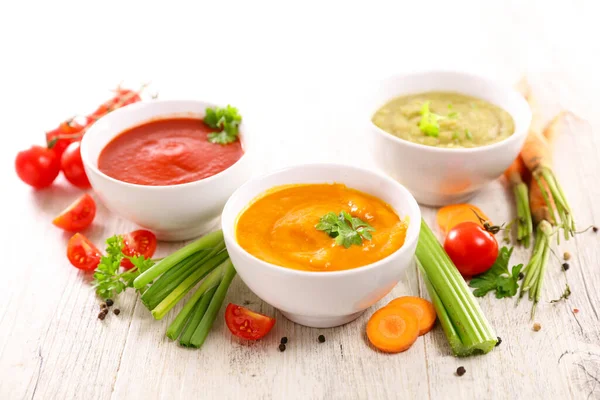 Surtido Sopa Verduras Con Ingrediente — Foto de Stock