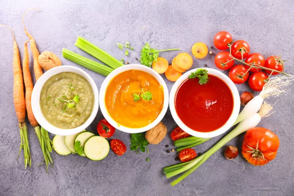 Разнообразный Овощной Суп Ингредиентом — стоковое фото