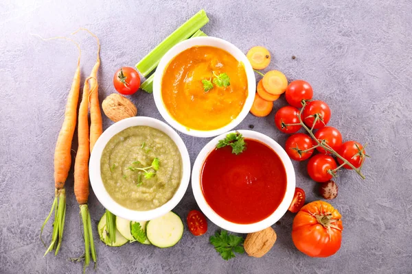 Assorted Vegetables Soup Wood Background — Stock Photo, Image