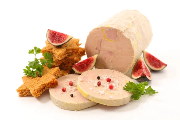 喜庆的法国食品 烤面包和无花果的鹅肝 — 图库照片