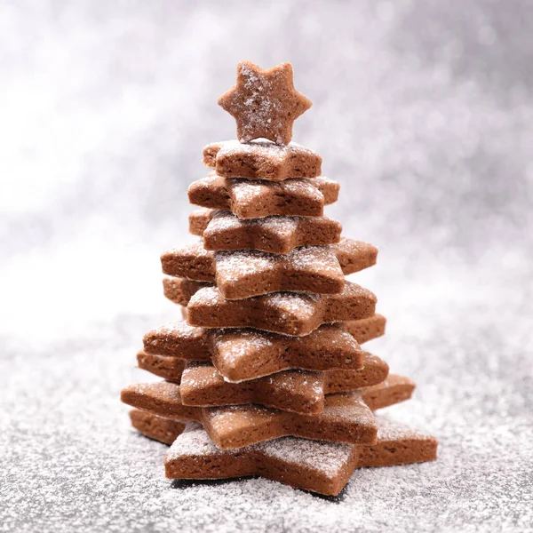 圣诞节姜饼饼干冷杉装饰 — 图库照片