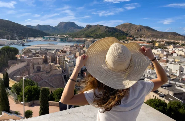 Woman Tourist Cartagena Spain — Zdjęcie stockowe