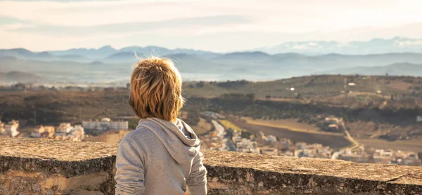 Child Enjoying View Andalusia View Spain — стокове фото