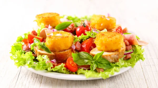 Mixed Vegetable Salad Toast Goat Cheese — Stock Photo, Image