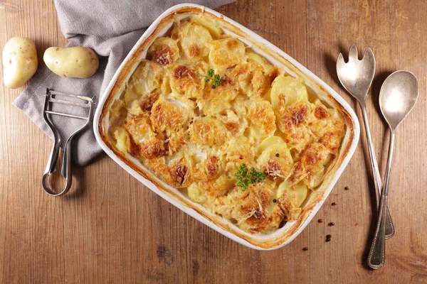 Gratin Pommes Terre Crème Gruyère — Photo