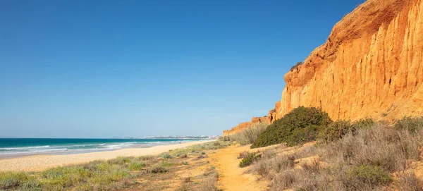 Erstaunliche Falesia Strand Und Rote Klippe Portugal Algarve — Stockfoto