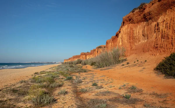 Erstaunliche Rote Küste Der Algarve Portugal — Stockfoto
