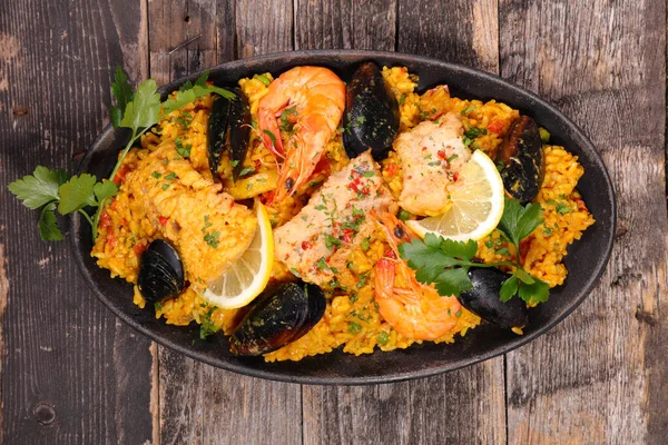 Traditional Spanish Paella Seafood — Stock Photo, Image