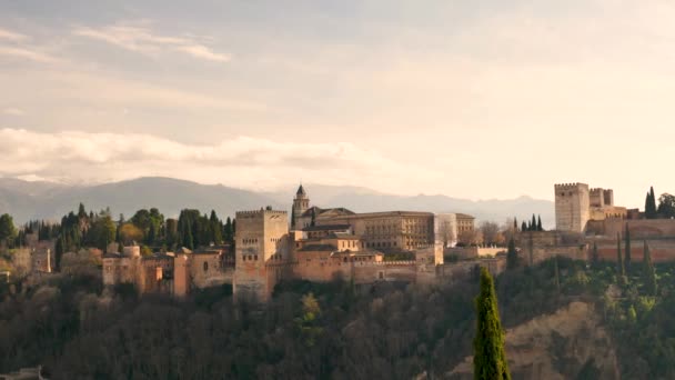 Alhambra Berömd Stad Och Fästning Granada Andalusien Spanien — Stockvideo