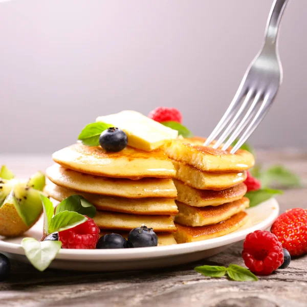 Pancakes Fresh Berries Fruits — Fotografia de Stock