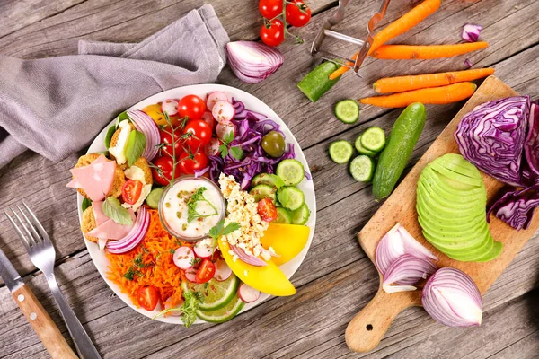 Plate Mixed Vegetable Salad — Stock Fotó