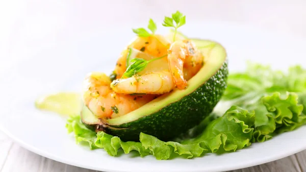 Avocado Salad Fried Shrimp — Stock Photo, Image