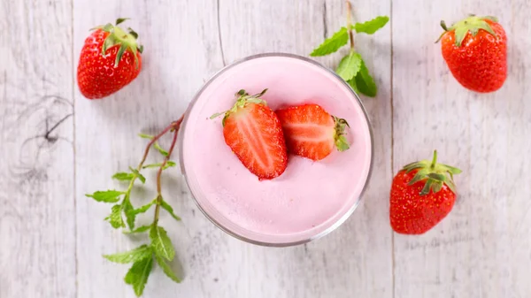 Strawberry Panna Cotta Strawberry Cream Dessert — Stock Fotó