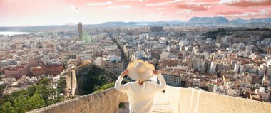 Tourism in Alicante- traveler girl in Spain clipart