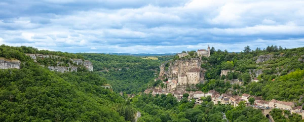 Rocamadour Fransa Nın Panoramik Manzarası — Stok fotoğraf
