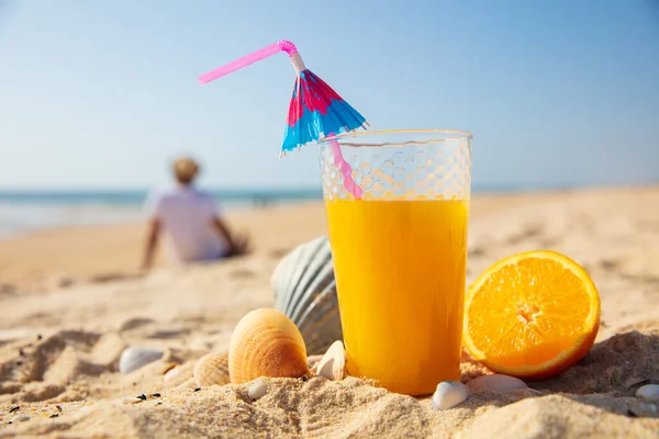Fresh Cocktail Beach Relaxation Summer Holiday Concept — Foto Stock