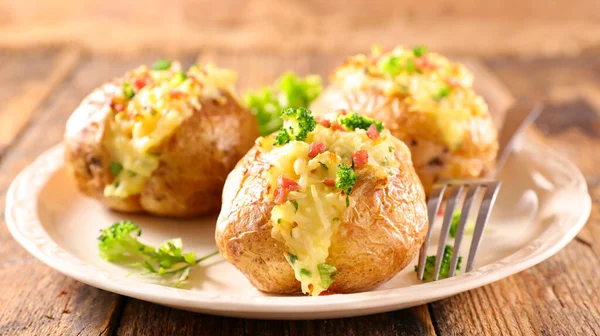 Batatas Cozidas Forno Com Nata Chapa — Fotografia de Stock