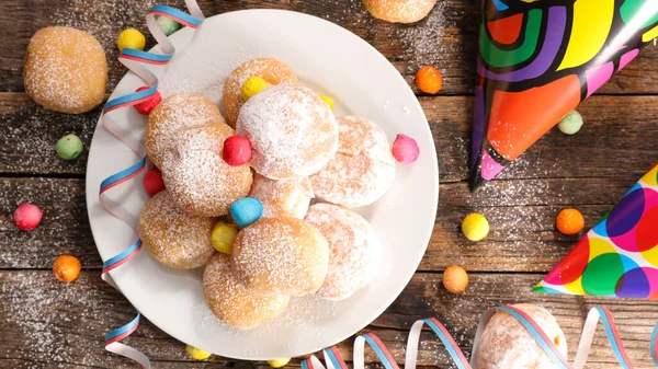 Donut Carnaval Decoratie Topview — Stockfoto