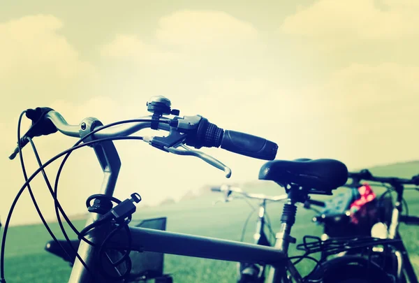 Detail of a Bicycle Handlebar .vintage color toned image — Stock Photo, Image