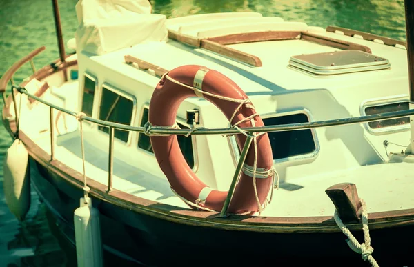 Docked boat in port.Instagram Effect — Stock Photo, Image
