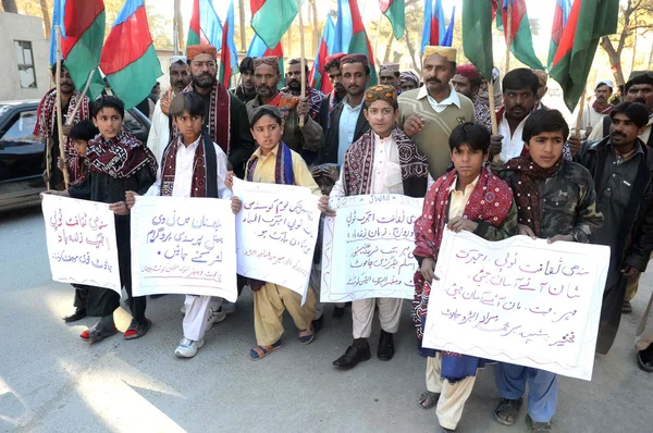 Miembros de la Asociación de Bienestar de Jamot organizan una manifestación en relación con el Día de la Cultura de Sindhi — Foto de Stock