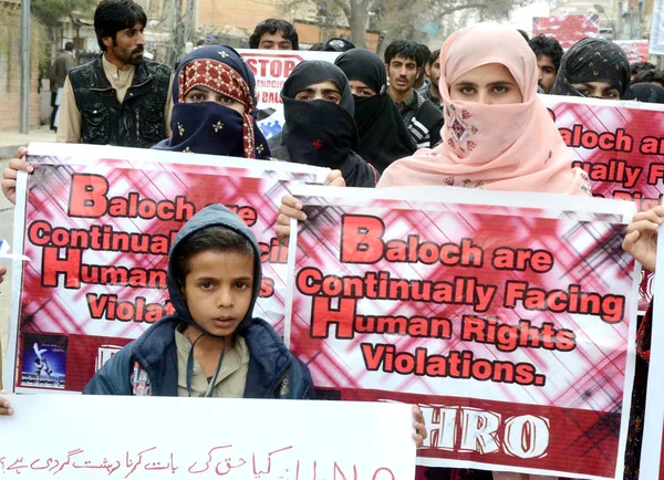 Manifestação contra operação militar no distrito de Awaran, em Quetta — Fotografia de Stock