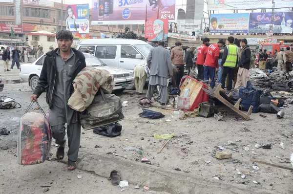 Onze mortos em explosão de bomba em Bacha Khan Chowk em Quetta — Fotografia de Stock