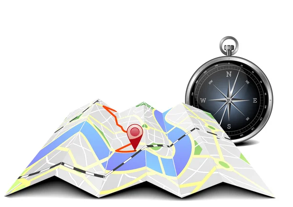 Stadskarta med kompass — Stockfoto