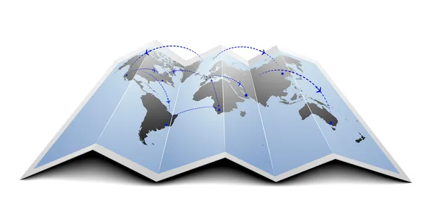Світову карту маршрутів польотів — стоковий вектор