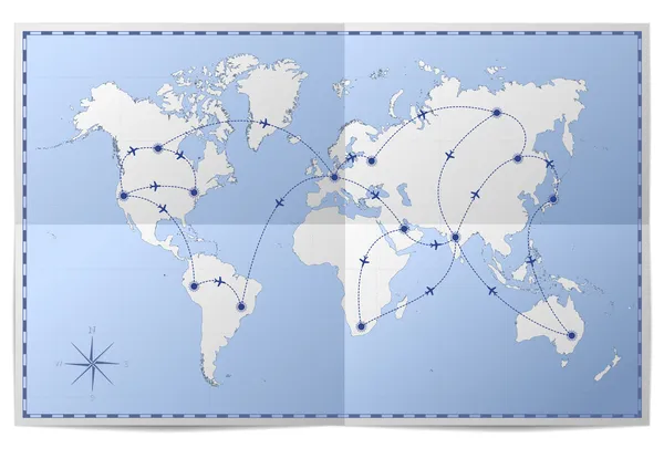 Mapa viajes por el mundo — Vector de stock