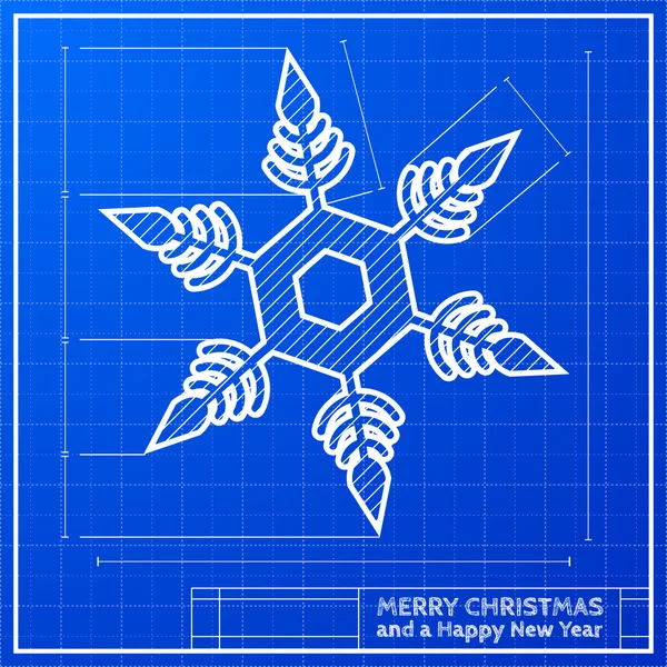 Snowflake christmas blueprint — Stock Vector