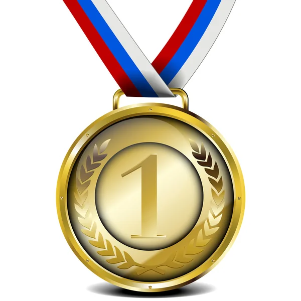 Golden medal with ribbon — Stock Vector