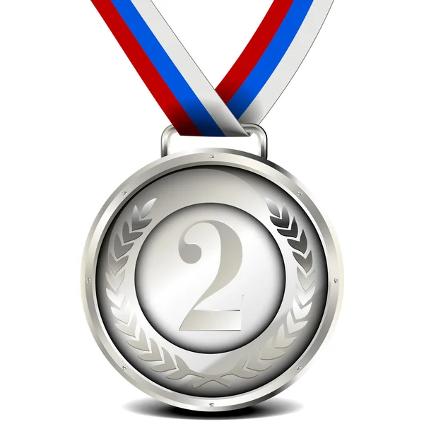 Silver medal with ribbon — Stock Vector