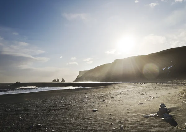 Island schwarzer Strand — Stockfoto