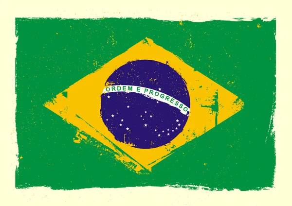 Brazilië vlag grunge — Stockvector