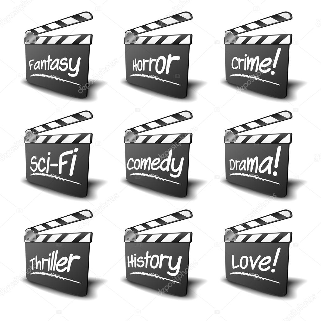 Clapper boards genres — Stock Vector © unkreatives 38616039